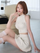 XSサイズあり【ANDY/アンディ】ノースリーブ/ アメスリ/ ボタン/ ツイード/ セットアップ/ ボックスプリーツ/ フレア/ ミニドレス/ キャバドレス[OF05]