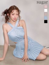 XSサイズあり【ANDY/アンディ】ノースリーブ/ サテン/ ワンカラー/ プリーツ/ サイドカット/ フレア/ ミニドレス/ キャバドレス[OF05]