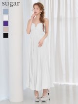 XSサイズあり【ANDY/アンディ】シンプル/ ワンカラー/ マットサテン/ キャミソール/ プリーツ/ スリット/ フレア/ ワンピース/ ロングドレス/ キャバドレス[OF05]