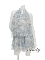 XSサイズあり【ANDY/アンディ】プチハイネック/ アメスリ/ バストジップ/ ティアード/ シフォン/ フリル/ 総柄/ フレア/ Aライン/ セットアップ/ ミニドレス/ キャバドレス[OF05]