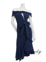 【ANDY/アンディ】オフショルダー/ バストカットアウト/ ワンカラー/ アシンメトリー/ リボン/ フリル/ マーメイド/ ロングドレス/ キャバドレス[OF05