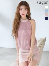 【予約商品/5月上旬発送予定】XSサイズあり【ANDY/アンディ】シンプル/ ワンカラー/ セットアップ風/ ホルターネック/ ハイネック/ プリーツ/ タイト/ ミニドレス/ キャバドレス[OF05]