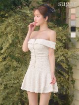 XSサイズあり【JOLIESSE/ジョリエス】刺繍/ スパンコール/ ラメ/ レース/ オフショル/ フレア/ ミニドレス/ キャバドレス[HC03]