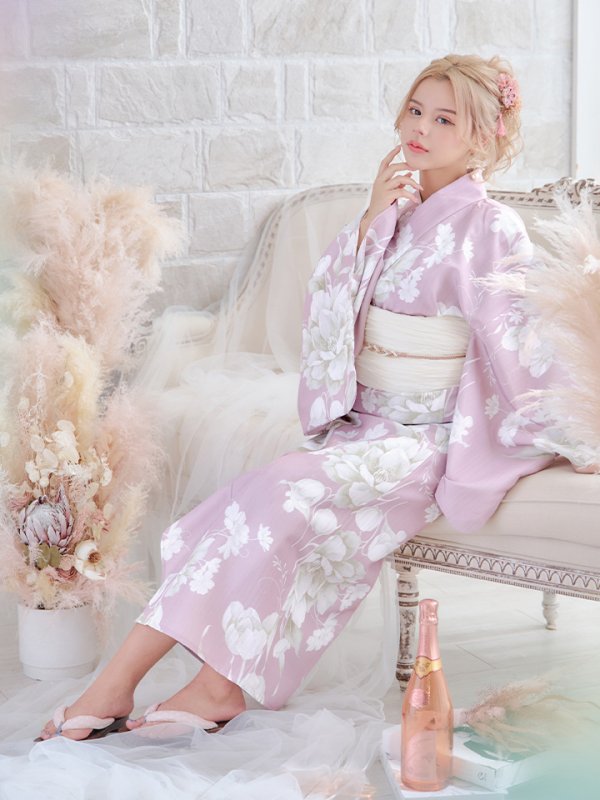 画像10: 【即日発送】【浴衣セール】【浴衣】大胆な牡丹が咲き誇るピンク地浴衣【浴衣３点セット 浴衣/帯/下駄】[YMT]