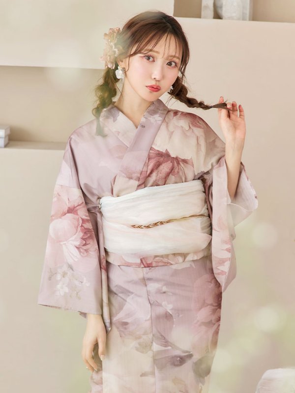 画像3: 【即日発送】アンティークフラワーピンク浴衣【浴衣３点セット 浴衣/帯/下駄】[YMT]