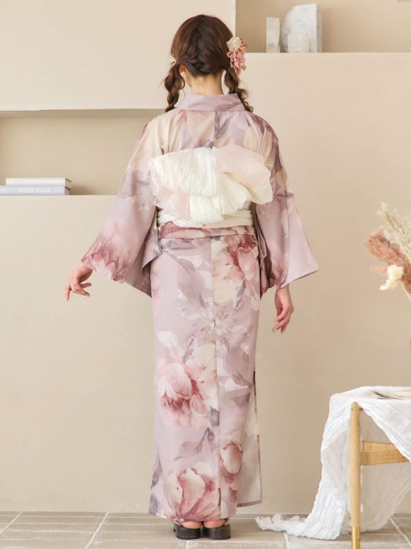 画像21: 【即日発送】アンティークフラワーピンク浴衣【浴衣３点セット 浴衣/帯/下駄】[YMT]