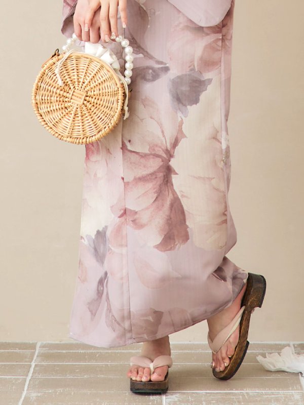 画像23: 【即日発送】アンティークフラワーピンク浴衣【浴衣３点セット 浴衣/帯/下駄】[YMT]