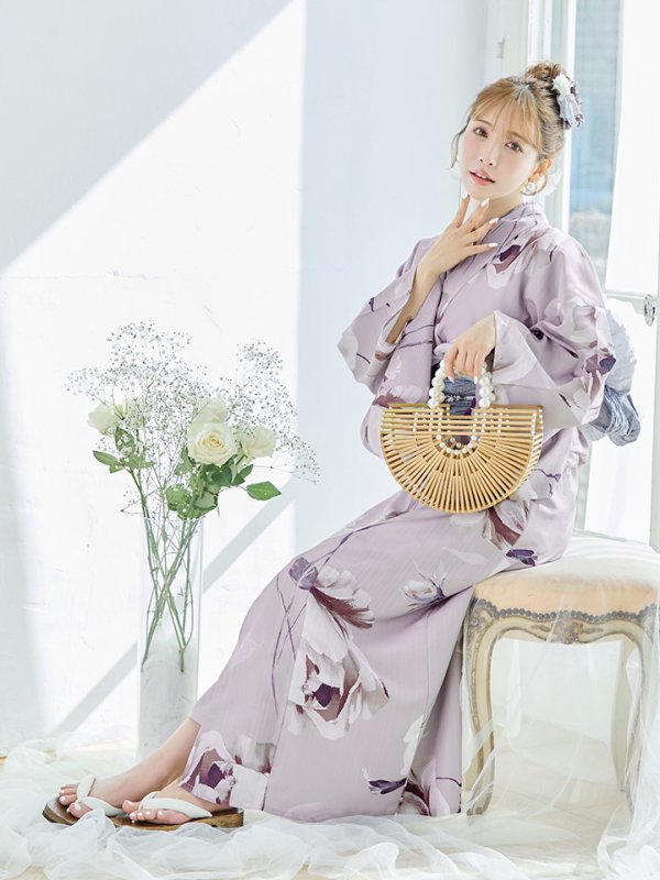 画像12: 【浴衣セール】【即日発送】ロマンティックピオニー浴衣【浴衣３点セット 浴衣/帯/下駄】[YMT]