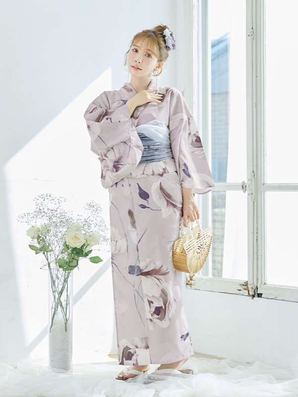画像7: 【浴衣セール】【即日発送】ロマンティックピオニー浴衣【浴衣３点セット 浴衣/帯/下駄】[YMT]