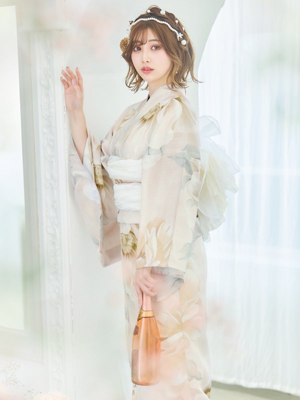 画像10: 【即日発送】クリームイエローピオニー浴衣【浴衣３点セット 浴衣/帯/下駄】[YMT]