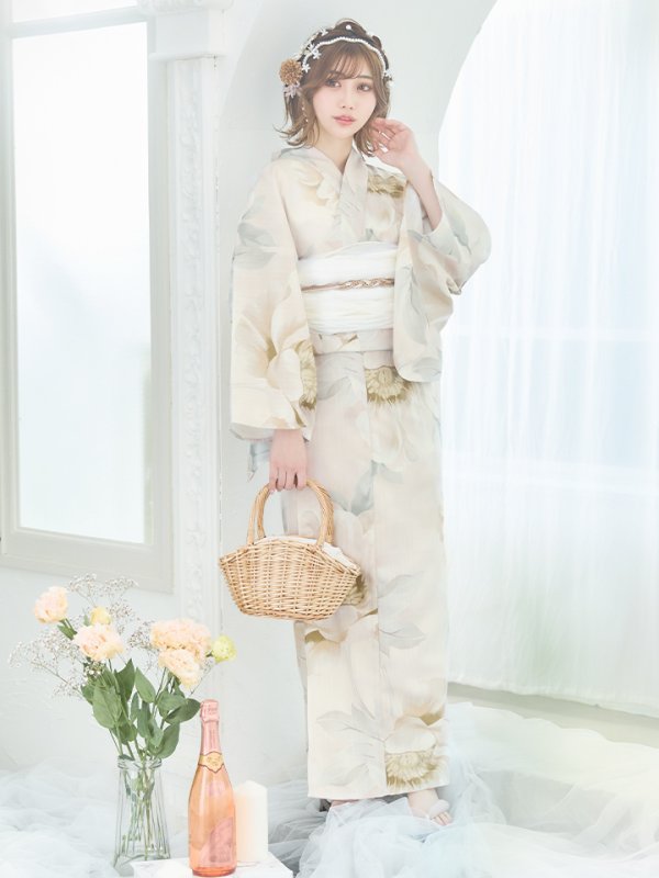 画像13: 【即日発送】クリームイエローピオニー浴衣【浴衣３点セット 浴衣/帯/下駄】[YMT]