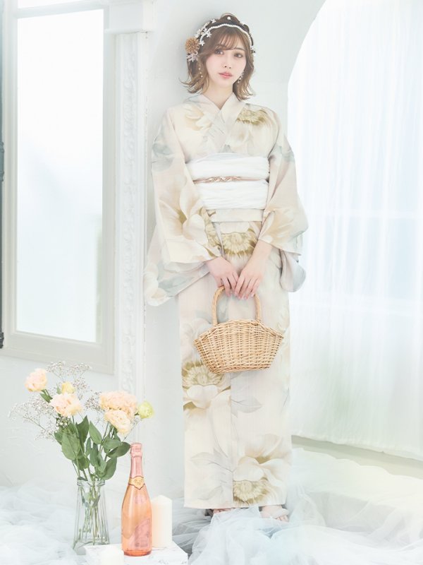 画像14: 【即日発送】クリームイエローピオニー浴衣【浴衣３点セット 浴衣/帯/下駄】[YMT]