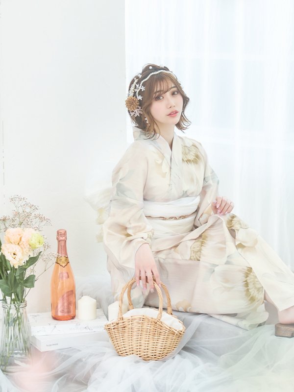 画像6: 【即日発送】クリームイエローピオニー浴衣【浴衣３点セット 浴衣/帯/下駄】[YMT]