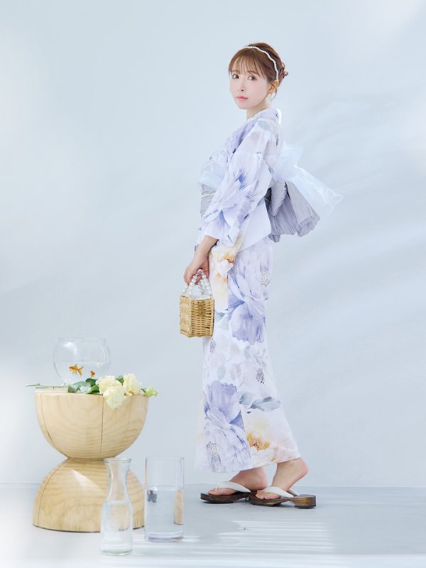 画像7: 【即日発送】シャーベットフラワー牡丹浴衣【浴衣３点セット 浴衣/帯/下駄】[YMT]