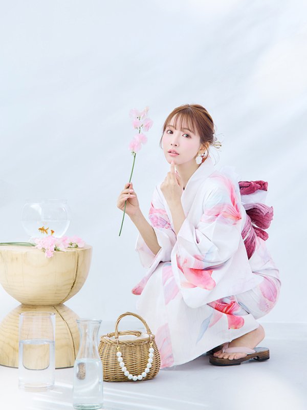 画像14: 【即日発送】ニュアンスピンク金魚浴衣【浴衣３点セット 浴衣/帯/下駄】[YMT]