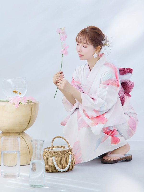 画像15: 【即日発送】ニュアンスピンク金魚浴衣【浴衣３点セット 浴衣/帯/下駄】[YMT]