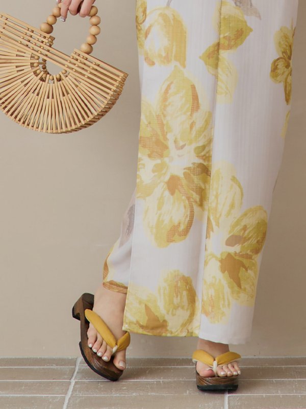 画像22: 【即日発送！】グレージュ×イエローフラワー浴衣【浴衣３点セット 浴衣/帯/下駄】[YMT]