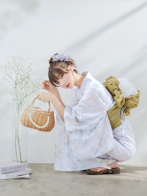 画像12: 【即日発送】ニュアンスフラワーベージュ浴衣【浴衣３点セット 浴衣/帯/下駄】[YMT]