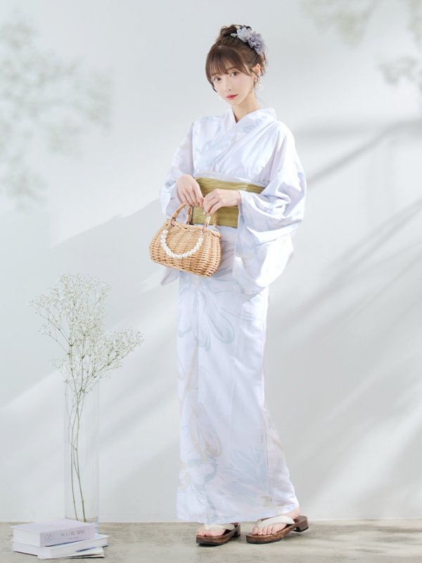 画像18: 【即日発送】ニュアンスフラワーベージュ浴衣【浴衣３点セット 浴衣/帯/下駄】[YMT]