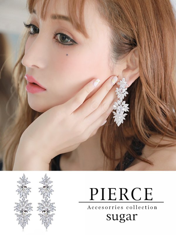 画像1: 訳あり商品☆ビジュー取れ☆【アクセサリー：ピアス】【ANGEL R】フラワーモチーフ/ストーン/シルバー/ピアス シルバー[OF02-U]