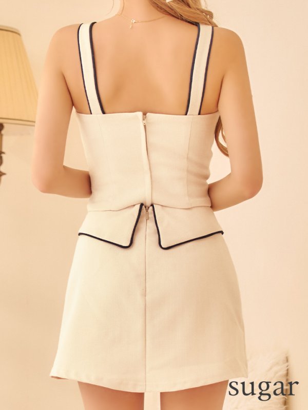 画像17: XSサイズあり【PURESS/ピュアレス】 ボタン/ リボン/ パイピング/ セパレート/ フレア/ マイクロミニドレス/ キャバドレス[OF5]