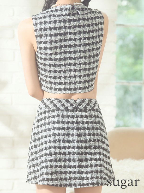 画像20: XSサイズあり【PURESS/ピュアレス】 クロスカラー/ ボタン/ チェーン/ セパレート/ ラップフレア/ ミニドレス/ キャバドレス[OF5]