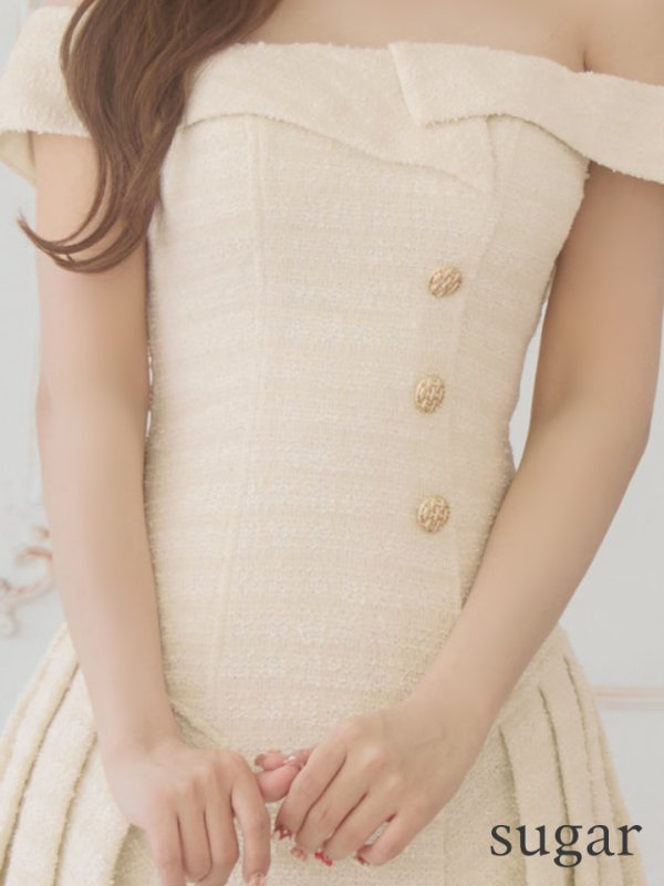 画像24: XSサイズあり【PURESS/ピュアレス】アシンメトリー/ オフショルダー/ ボタン/ フリル/ フレア/ ミニドレス/ キャバドレス[OF5]