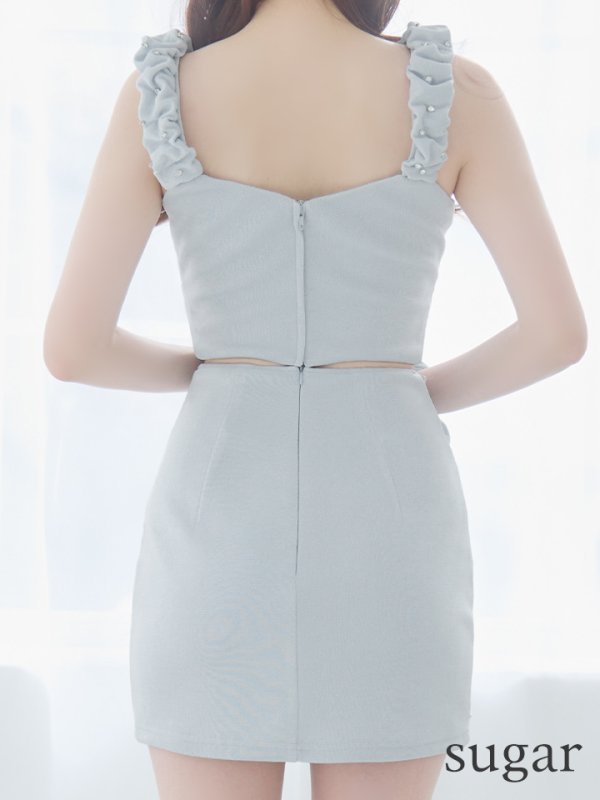 画像9: XSサイズあり【PURESS/ピュアレス】デザインショルダー/ バストタック/ チェーン/ ビジュー/ セパレート/ タイト/ マイクロミニ/ ミニドレス/ キャバドレス[OF5]