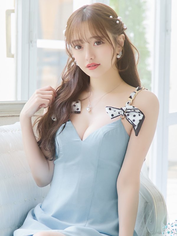 画像5: XSサイズあり【PURESS/ピュアレス】 ショルダーチェーン/ スカーフ/ フレア/ シンプル/ ワンカラー/ ミニドレス/ キャバドレス[OF5]