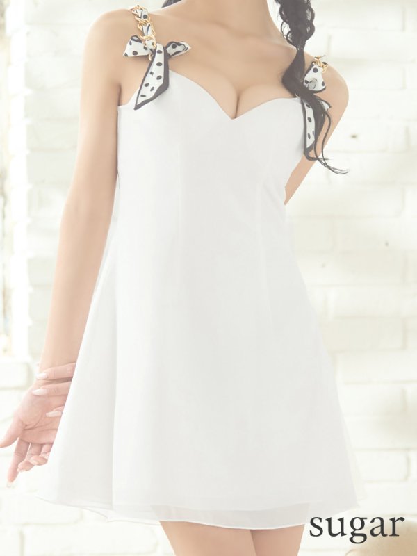 画像24: XSサイズあり【PURESS/ピュアレス】 ショルダーチェーン/ スカーフ/ フレア/ シンプル/ ワンカラー/ ミニドレス/ キャバドレス[OF5]