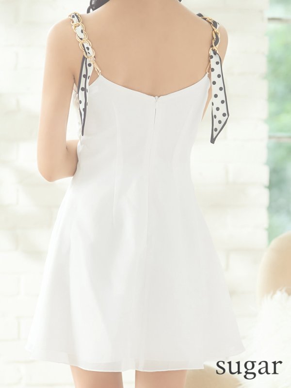 画像25: XSサイズあり【PURESS/ピュアレス】 ショルダーチェーン/ スカーフ/ フレア/ シンプル/ ワンカラー/ ミニドレス/ キャバドレス[OF5]