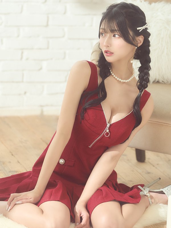 画像6: XSサイズあり【PURESS/ピュアレス】 バストファスナー/ リボン/ プリーツ/ フレア/ ワンカラー/ ノースリーブ/ ミニドレス/ キャバドレス[OF5]