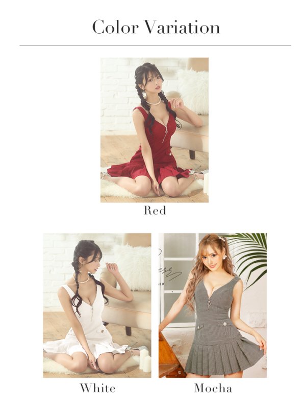 画像23: XSサイズあり【PURESS/ピュアレス】 バストファスナー/ リボン/ プリーツ/ フレア/ ワンカラー/ ノースリーブ/ ミニドレス/ キャバドレス[OF5]