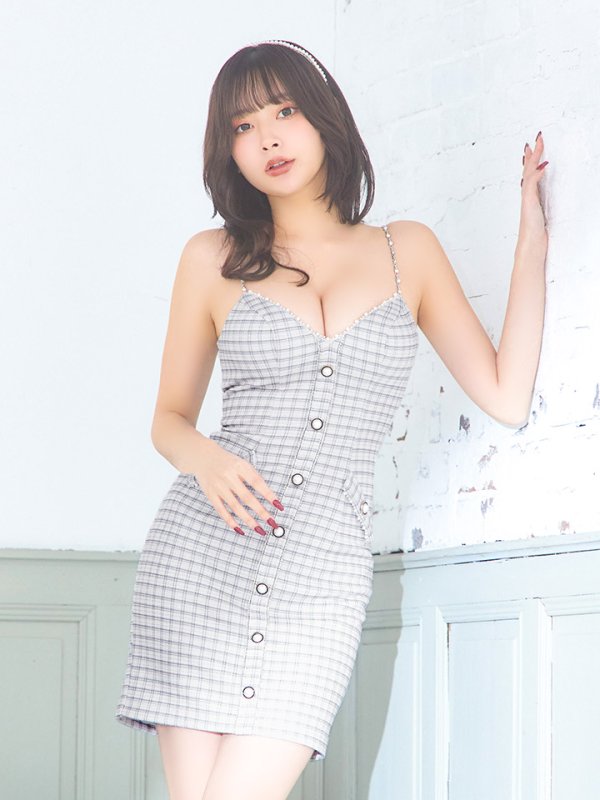 画像27: XSサイズあり【PURESS/ピュアレス】 フロントボタン/ パールショルダー/ ポケット/ タイト/ ミニドレス/ キャバドレス[OF5]