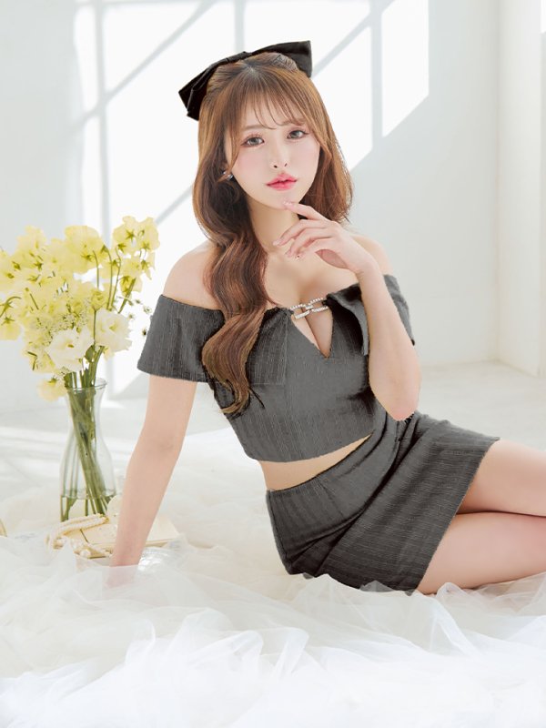 画像25: XSサイズあり【PURESS/ピュアレス】バストビジューチャーム/ オフショルダー/ ベルト/ セパレート/ タイト/ マイクロミニ/ ミニドレス/ キャバドレス[OF5]