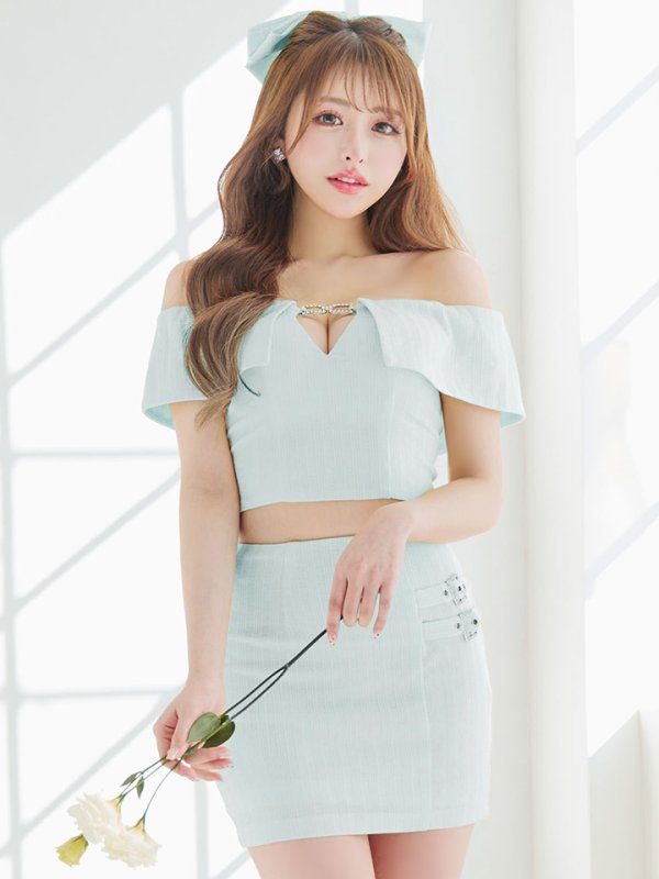 画像20: XSサイズあり【PURESS/ピュアレス】バストビジューチャーム/ オフショルダー/ ベルト/ セパレート/ タイト/ マイクロミニ/ ミニドレス/ キャバドレス[OF5]