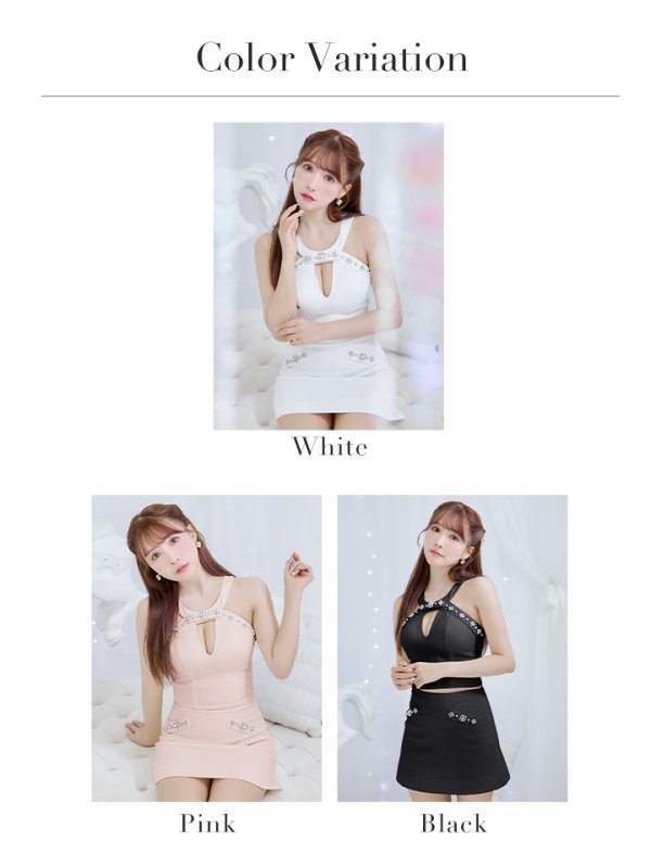 画像26: XSサイズあり【PURESS/ピュアレス】ホルターネック/ リボン/ Vカットビジュー/ ポケット/ フレア/ マイクロミニ/ ミニドレス/ キャバドレス[OF5]