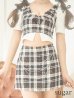 画像8: XSサイズあり【PURESS/ピュアレス】 レイヤード/ チェーン/ セパレート/ ミックスチェック/ フレア/ マイクロミニドレス/ キャバドレス[OF5]