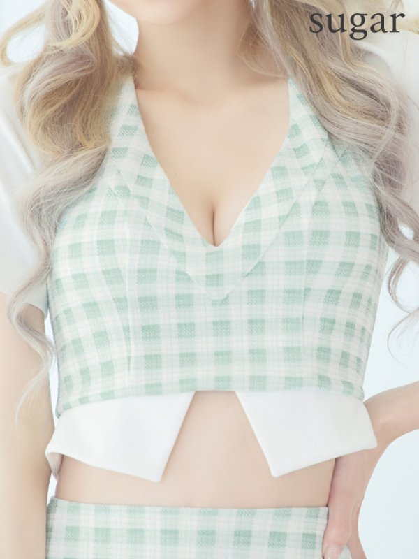 画像11: XSサイズあり【PURESS/ピュアレス】 ギンガムチェック/ パフスリーブ/ 半袖/ 袖あり/ セパレート/ 台形スカート/ マイクロミニ/ ミニドレス/ キャバドレス[OF5]