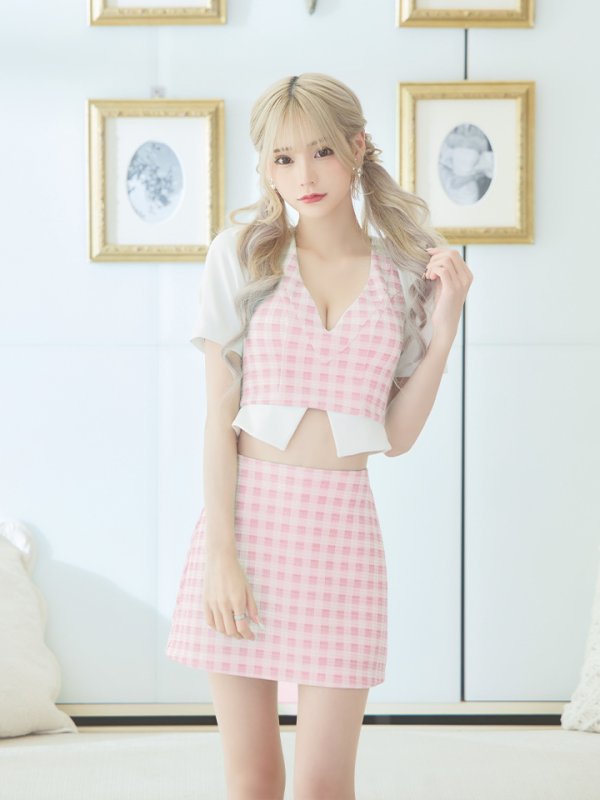 画像20: XSサイズあり【PURESS/ピュアレス】 ギンガムチェック/ パフスリーブ/ 半袖/ 袖あり/ セパレート/ 台形スカート/ マイクロミニ/ ミニドレス/ キャバドレス[OF5]