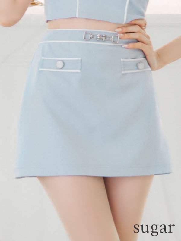 画像11: XSサイズあり【PURESS/ピュアレス】チェーンショルダー/ ボタン/ チャーム/ オフショルダー/ セパレート/ フレア/ マイクロミニ/ ミニドレス/ キャバドレス[OF5]