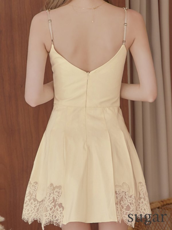 画像9: XSサイズあり【PURESS/ピュアレス】ボタン/ タック/ レース/ サテン/ フレア/ ミニドレス/ キャバドレス[OF5]