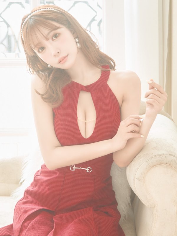 画像3: XSサイズあり【PURESS/ピュアレス】 バストオープン/ ベルト/ ビジューチャーム/ ノースリーブ/ フレア/ミニドレス/ キャバドレス[OF5]