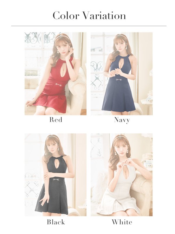 画像26: XSサイズあり【PURESS/ピュアレス】 バストオープン/ ベルト/ ビジューチャーム/ ノースリーブ/ フレア/ミニドレス/ キャバドレス[OF5]