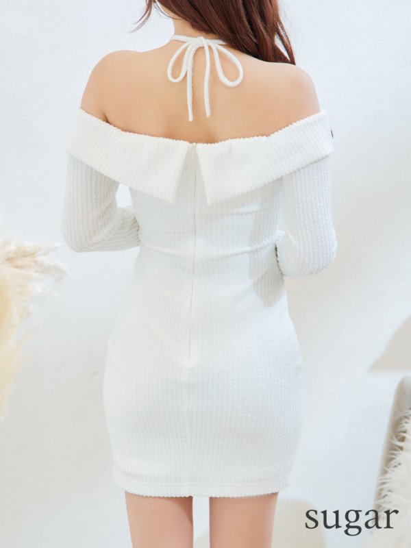 画像27: XSサイズあり【PURESS/ピュアレス】カラービジューオフショルダー/ ロングスリーブ/ 長袖/ 袖あり/ ニット/ スリットスカート/ タイト/ ミニドレス/ キャバドレス[OF5]