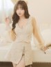 画像5: XSサイズあり☆背の低い方必見！【PURESS/ピュアレス】フロントファスナー/ メッシュ/ チェーン/ セパレート/ フレア/ マイクロミニドレス/ キャバドレス[OF5]