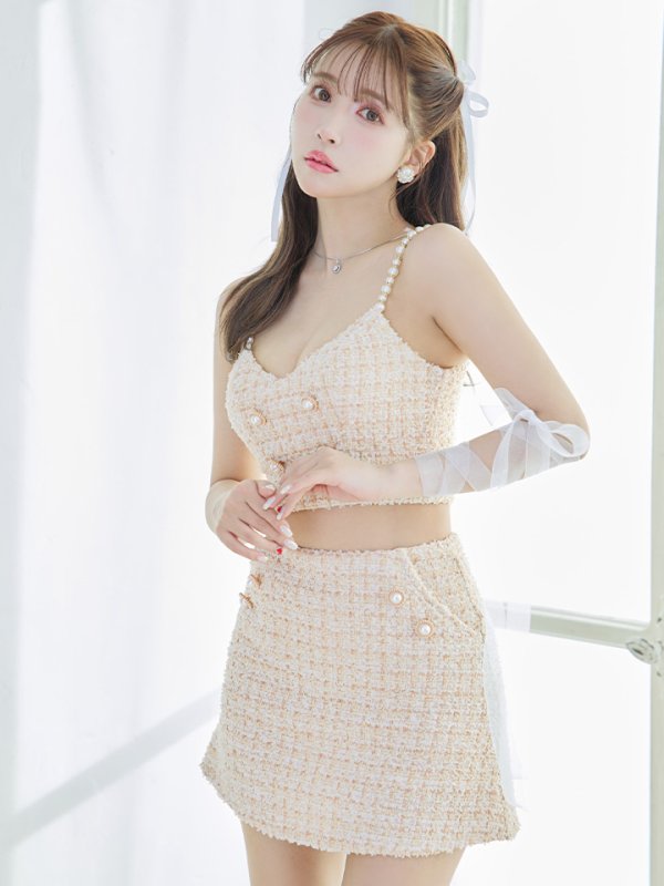 画像15: XSサイズあり【PURESS/ピュアレス】 パールショルダー/ ボタン/ ミックスチェック/ セパレート/ フレア/ ミニドレス/ キャバドレス[OF5]