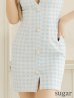 画像11: XSサイズあり【PURESS/ピュアレス】 フロントパールボタン/ シースルーメッシュショルダー/ 袖あり/ 五分袖/ チェック/ タイト/ ミニドレス/ キャバドレス[OF5]