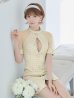 画像26: XSサイズあり【PURESS/ピュアレス】 フロントパールボタン/ シースルーメッシュショルダー/ 袖あり/ 五分袖/ チェック/ タイト/ ミニドレス/ キャバドレス[OF5]