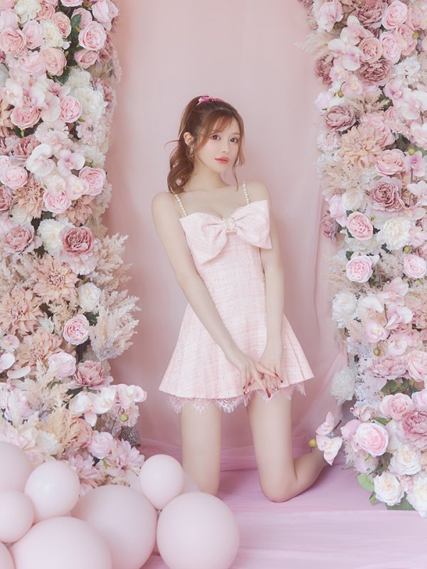 画像9: XSサイズあり【PURESS/ピュアレス】ビックリボンデザイン/ ショルダーパール/ マイクロフレアミニ/ ミニドレス/ キャバドレス[OF5]